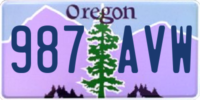 OR license plate 987AVW