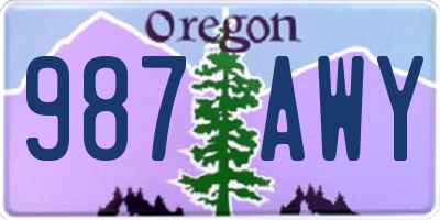 OR license plate 987AWY