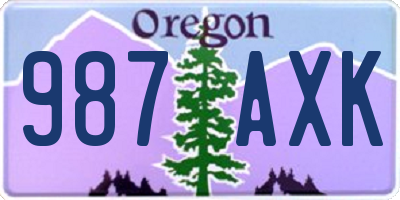 OR license plate 987AXK