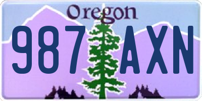 OR license plate 987AXN