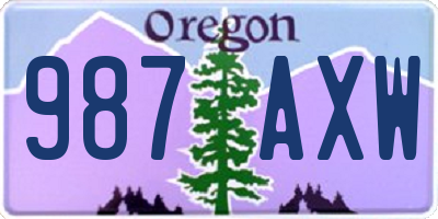 OR license plate 987AXW