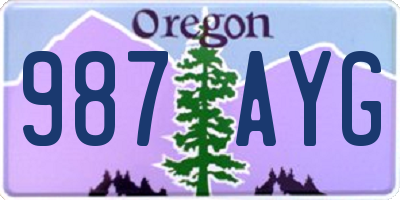 OR license plate 987AYG