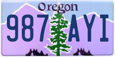 OR license plate 987AYI