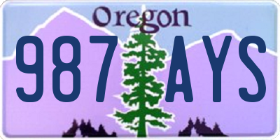 OR license plate 987AYS
