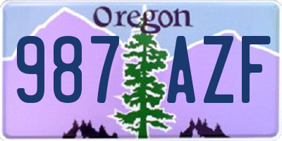 OR license plate 987AZF