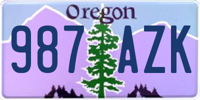 OR license plate 987AZK
