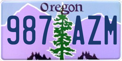 OR license plate 987AZM
