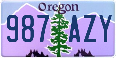 OR license plate 987AZY