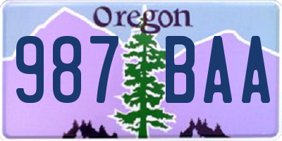 OR license plate 987BAA
