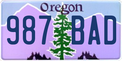 OR license plate 987BAD