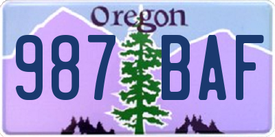 OR license plate 987BAF