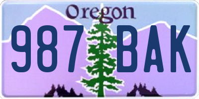 OR license plate 987BAK