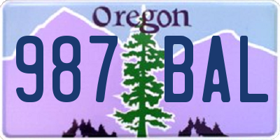 OR license plate 987BAL