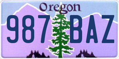 OR license plate 987BAZ
