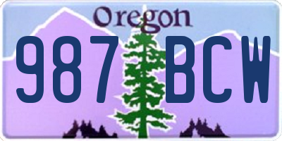 OR license plate 987BCW
