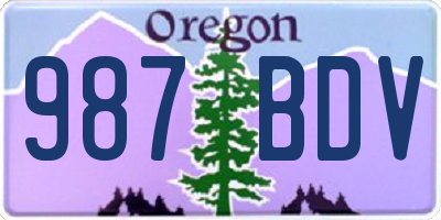 OR license plate 987BDV