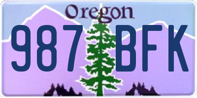 OR license plate 987BFK