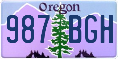 OR license plate 987BGH