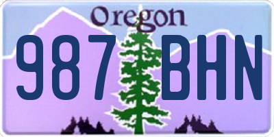 OR license plate 987BHN