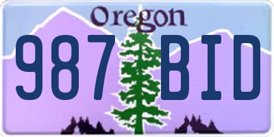 OR license plate 987BID