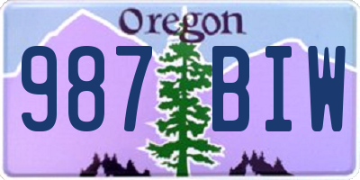 OR license plate 987BIW