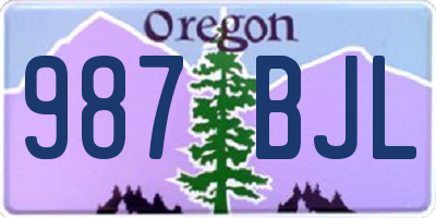 OR license plate 987BJL