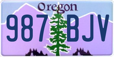 OR license plate 987BJV