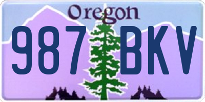 OR license plate 987BKV