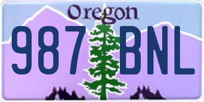 OR license plate 987BNL