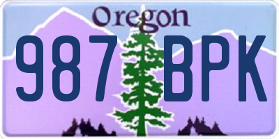 OR license plate 987BPK