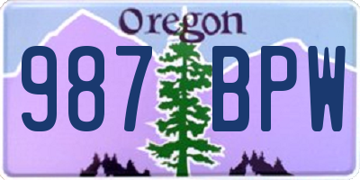 OR license plate 987BPW