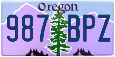 OR license plate 987BPZ