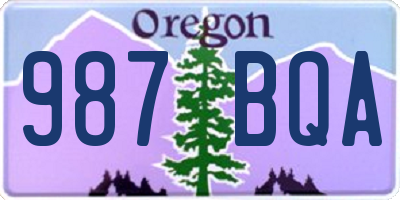 OR license plate 987BQA