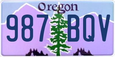 OR license plate 987BQV