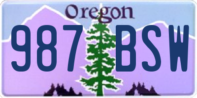 OR license plate 987BSW