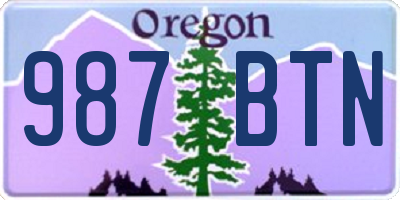 OR license plate 987BTN