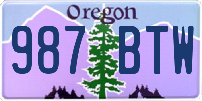 OR license plate 987BTW