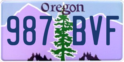 OR license plate 987BVF