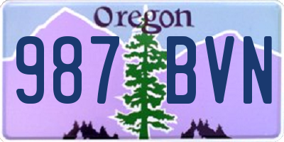 OR license plate 987BVN