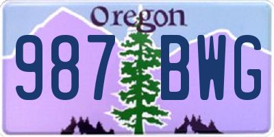 OR license plate 987BWG