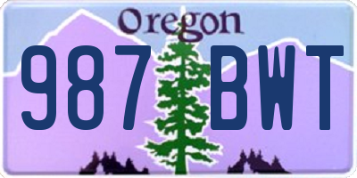 OR license plate 987BWT