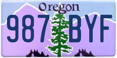 OR license plate 987BYF