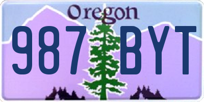 OR license plate 987BYT