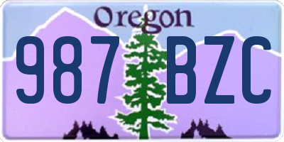 OR license plate 987BZC