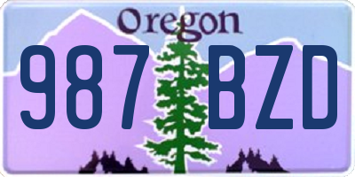 OR license plate 987BZD