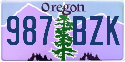 OR license plate 987BZK