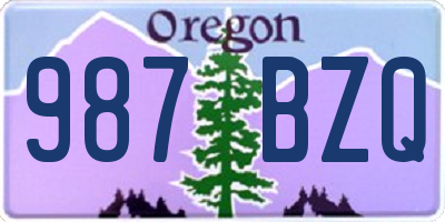OR license plate 987BZQ
