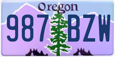 OR license plate 987BZW