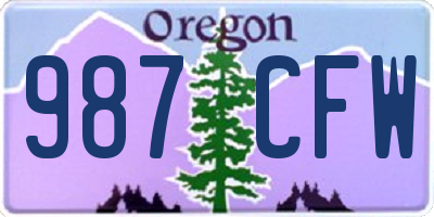 OR license plate 987CFW