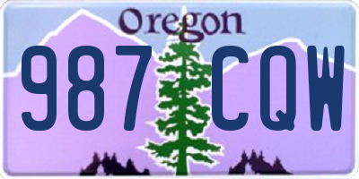 OR license plate 987CQW